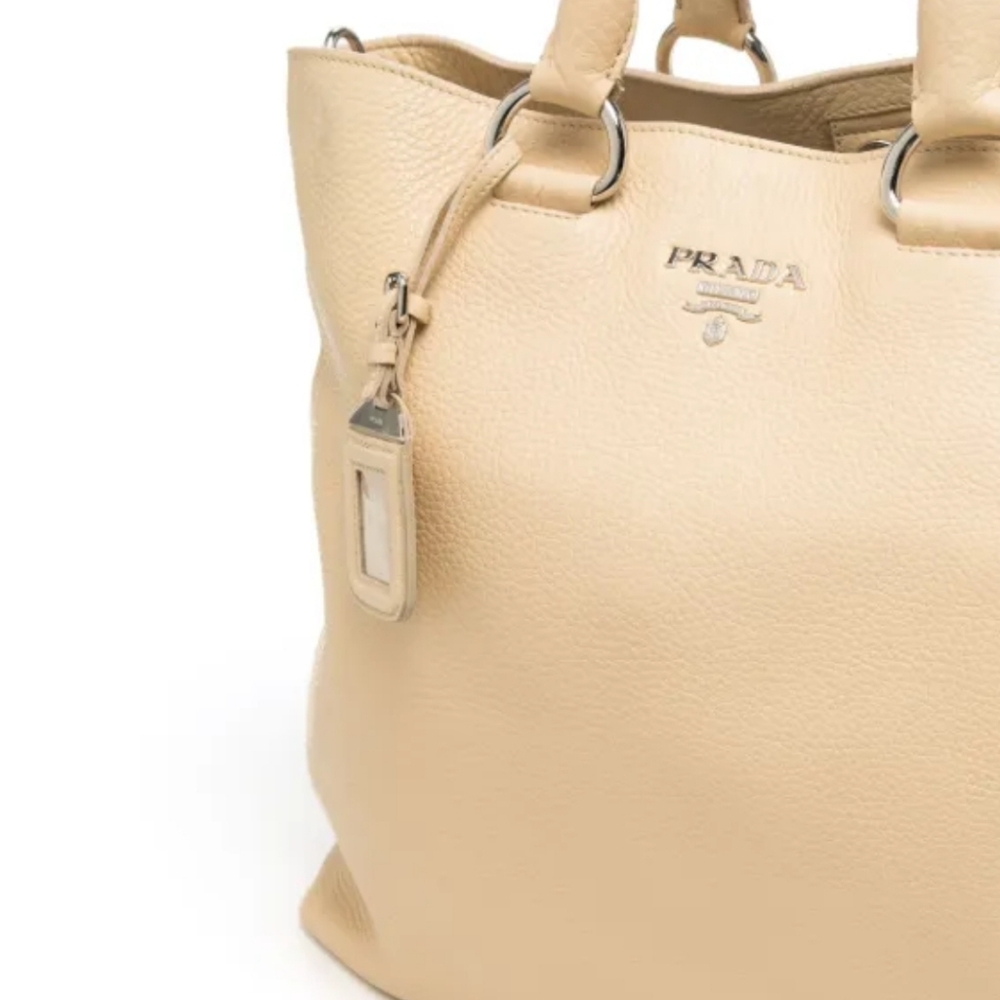 PRADA Cream Vitello Daino Leather Tote/ Crossbody Bag - Picture 4 of 9